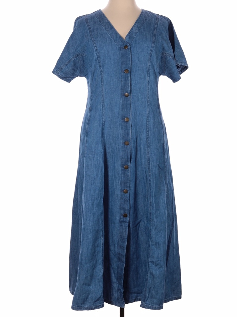 LOFT Dark Blue Denim Panel Maxi Dress